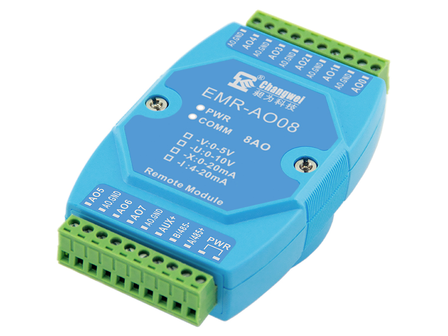 EMR-AO08系列智能八路模擬量輸出信號控制模塊 485轉(zhuǎn)模擬量 4-20mA 0-5V 0-10V 0-20mA